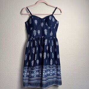 Band of Gypsies Navy Blue Paisley Print Mini Dress